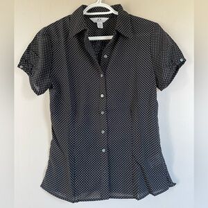 Y2K Polka Dot Button Down Short Sleeve Blouse